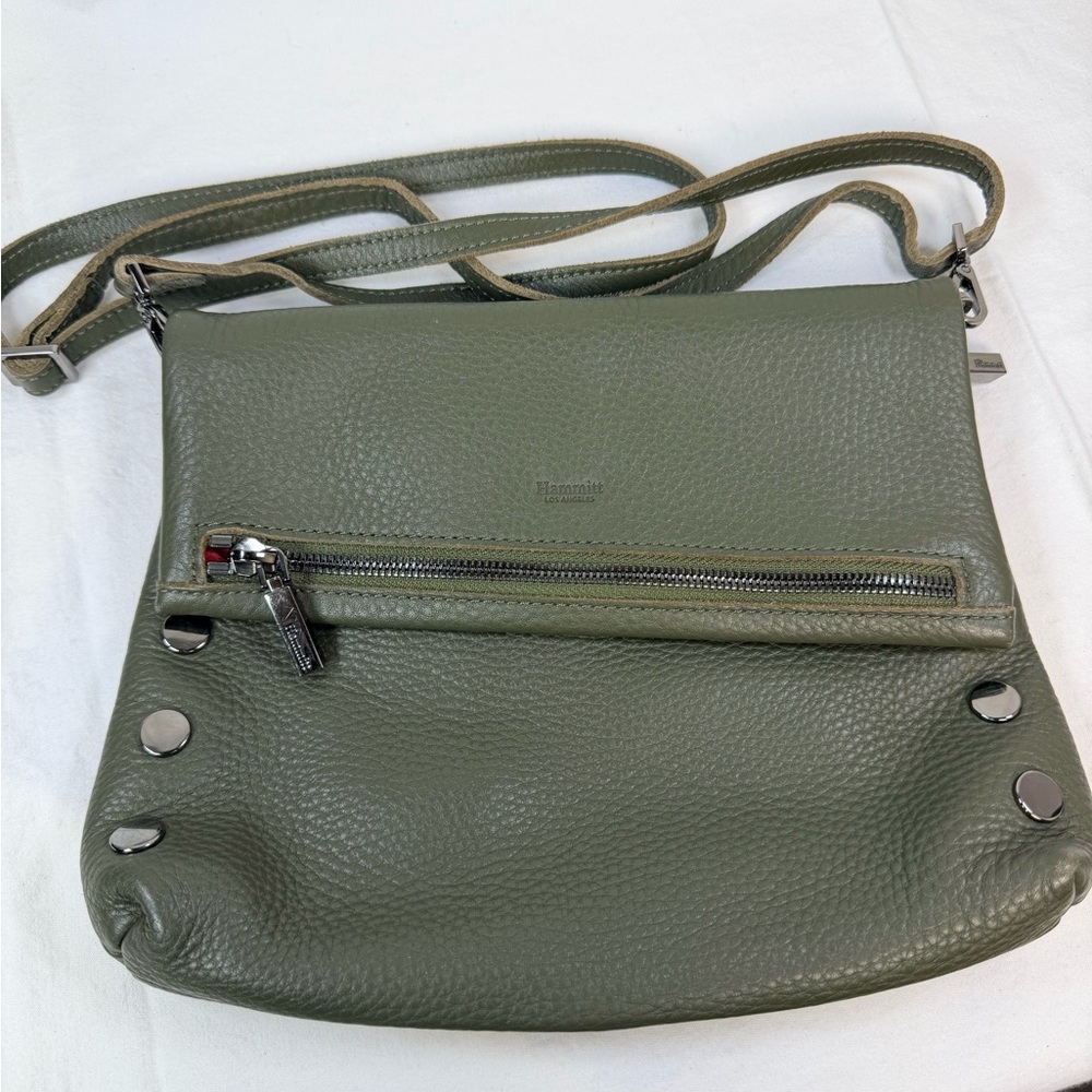 Hammitt VIP Olive Green Leather Crossbody Shoulder Bag Gunmetal Hardware